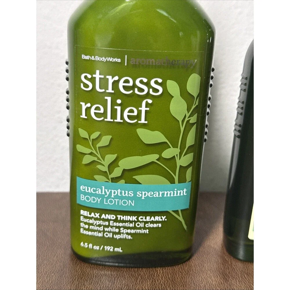 Bath & Body Works Stress Relief Body Lotion & Massage Oil Eucalyptus Spearmint